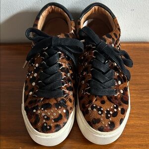 Joie Handan Leopard-Print Calf-Hair Platform Sneakers